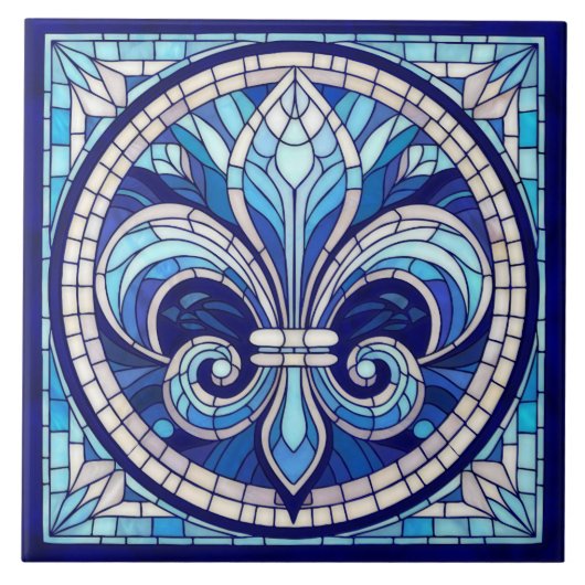 フルーアデリス – ステンドグラスのモザイクアート タイル (正面)