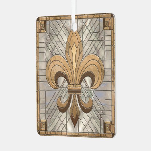 フルーアデリス – ステンドグラスのモザイクアート メタルオーナメント (正面左)