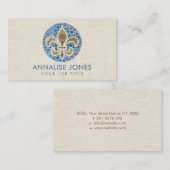 フルーアデリス – ドットアートブルー大理石と金ゴールド 名刺 (正面/裏面)