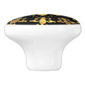 フルーアデリス – 円形オーナメント-金ゴールドと黒 セラミックノブ (側面)