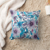 フルーアブルーパープルとブルーウォーターのカラーフローラ クッション (ブランケット)