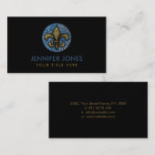 フルーア-デリス-ドットアートブルー大理石と金ゴールド 名刺 (正面/裏面)