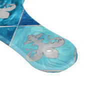 フルーア・デ・リス模様青大理石と銀 カッティングボード (角)