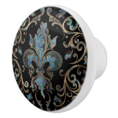 フルーア·デ·リス·オーナメント·アワロン·シェルと金ゴールド セラミックノブ (右)