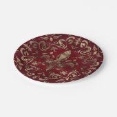 フルーア·デ·リス·オーナメント·レッドと金ゴールド ペーパープレート (アングル)