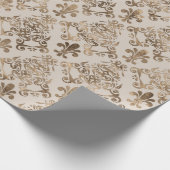 フルーア·デ·リス·パステル·金ゴールド ラッピングペーパー (角)