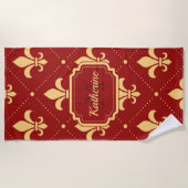 フルーア・デ・リス・パターン ビーチタオル (正面)