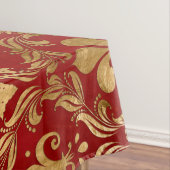 フルーア・デ・リス・パターン・ラグジュアリー・レッド テーブルクロス (インサイチュ)