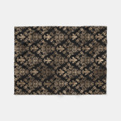 フルーア·デ·リス·パターン·金ゴールド（黒） フリースブランケット (正面(横))