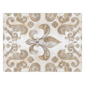 フルーア·デ·リス·ラグジュアリー·オーナメント-パールの母 テーブルクロス (正面(横))