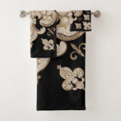 フルーア·デ·リス·ラグジュアリー·パール·アンド·金ゴールドオーナメント バスタオルセット (インサイチュ)