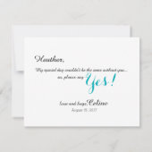 フルーア・デ・リリカ私のメイド・オブ・オーナー(花嫁付き添い人)になる?ティール(緑がかった色) 招待状 (裏面)