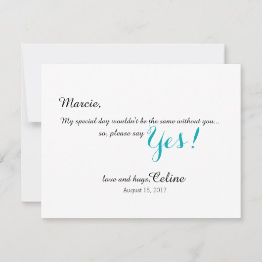 フルーア・ド・リリカ私の花嫁になってくれるか？ |ティール（緑がかった色） 招待状 (裏面)