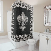 フルーア-黒とクリーム シャワーカーテン (インサイチュ)