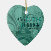 フルーアdeパリエッフェル塔の結婚式のティール(緑がかった色) セラミックオーナメント (右)