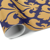 フルーアdelys Goldおよび青 ラッピングペーパー (ロールコーナー)