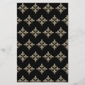 フルーアdes Lys Pattern on Black with 金ゴールドバック (正面)