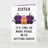 フルーツおもしろい取得お姉さんハッピーバースデー サンキューカード (正面)