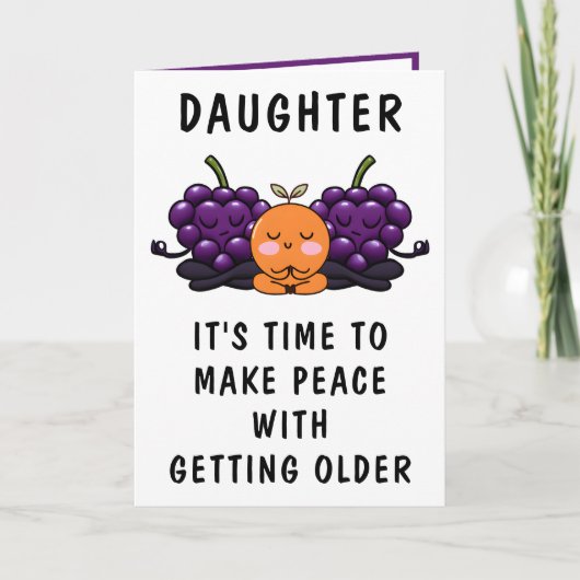 フルーツおもしろい取得オールドドーターハッピーバースデー サンキューカード (正面)