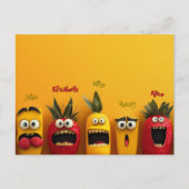 フルーツおもしろい顔 ポストカード (正面)