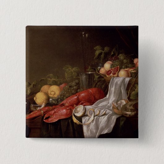 フルーツおよびロブスターの静物画 缶バッジ (正面)