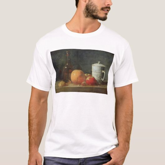 フルーツおよびワイン・ボトルが付いている静物画 Tシャツ (正面)