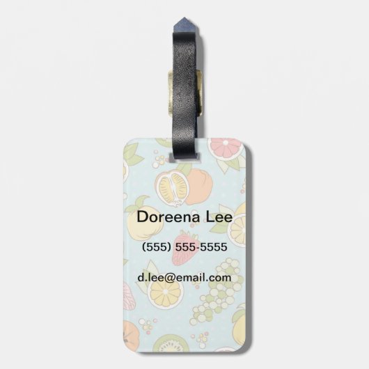 フルーツおよび果実が付いているパターン ラゲッジタグ (裏面縦)