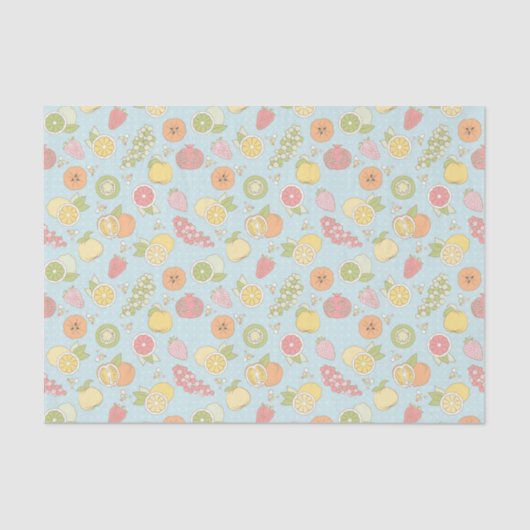 フルーツおよび果実が付いているパターン 薄葉紙 (正面)