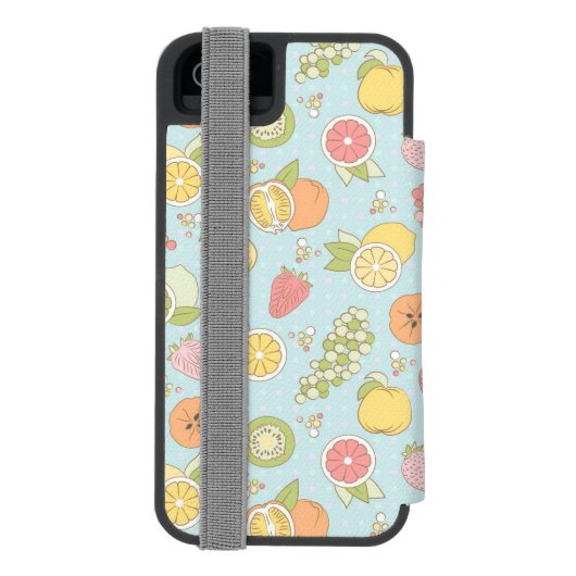 フルーツおよび果実が付いているパターン INCIPIO iPhoneウォレットケース (フォリオ裏面)