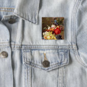 フルーツおよび花が付いている静物画 缶バッジ (インサイチュ)