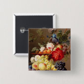 フルーツおよび花が付いている静物画 缶バッジ (正面&裏面)