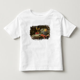 フルーツおよび貝1653年が付いている静物画(油 トドラーTシャツ