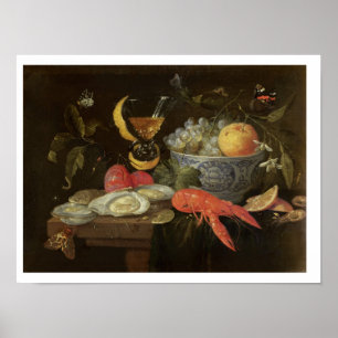 フルーツおよび貝1653年が付いている静物画(油 ポスター