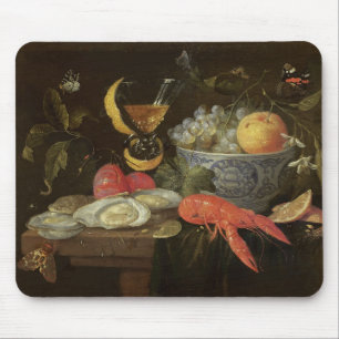 フルーツおよび貝1653年が付いている静物画(油 マウスパッド