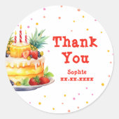 フルーツお誕生日ケーキ誕生日 ラウンドシール (正面)