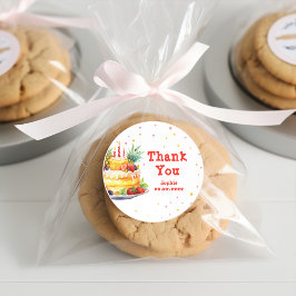 フルーツお誕生日ケーキ誕生日 ラウンドシール