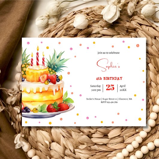フルーツお誕生日ケーキ誕生日 招待状