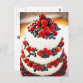 フルーツが付いているウエディングケーキ ポストカード (正面/裏面)