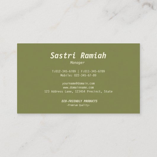 フルーツが付いている美しいオリーブ 名刺 (裏面)