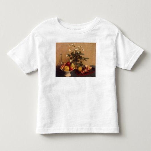 フルーツが付いている花、皿およびcarafe 1865年 トドラーTシャツ (正面)