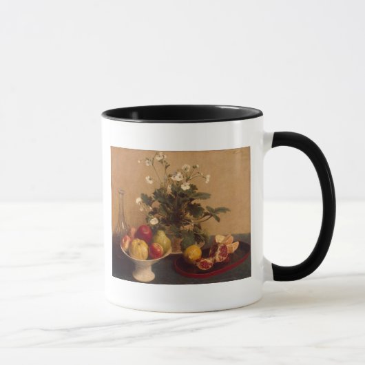 フルーツが付いている花、皿およびcarafe 1865年 マグカップ (右)
