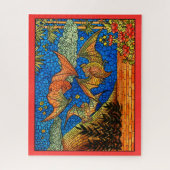 フルーツこうもりヴィンテージステンドグラスのモザイクの外観 ジグソーパズル (縦)