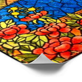 フルーツこうもりヴィンテージステンドグラスのモザイクの外観 ポスター (角)