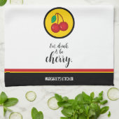 フルーツさくらんぼレッドイエローシンプルおもしろい キッチンタオル (折り畳み)