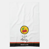 フルーツさくらんぼレッドイエローシンプルおもしろい キッチンタオル (縦)