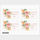 フルーツとフラワーの水彩手作りパン屋ラベル 長方形シール (シート)