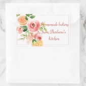 フルーツとフラワーの水彩手作りパン屋ラベル 長方形シール (バッグ)