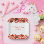 フルーツとベリーの水彩ガーランド ペーパープレート (パーティー)