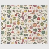 フルーツと野菜の包装紙 ラッピングペーパー (フラット)