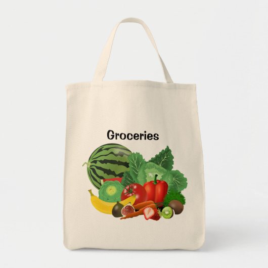 フルーツと野菜の食料品 トートバッグ (正面)